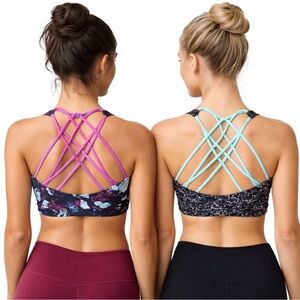 Lululemon Free To Be Wild Bra Lot of 2 Size 8 Strappy Back Light Support Yoga